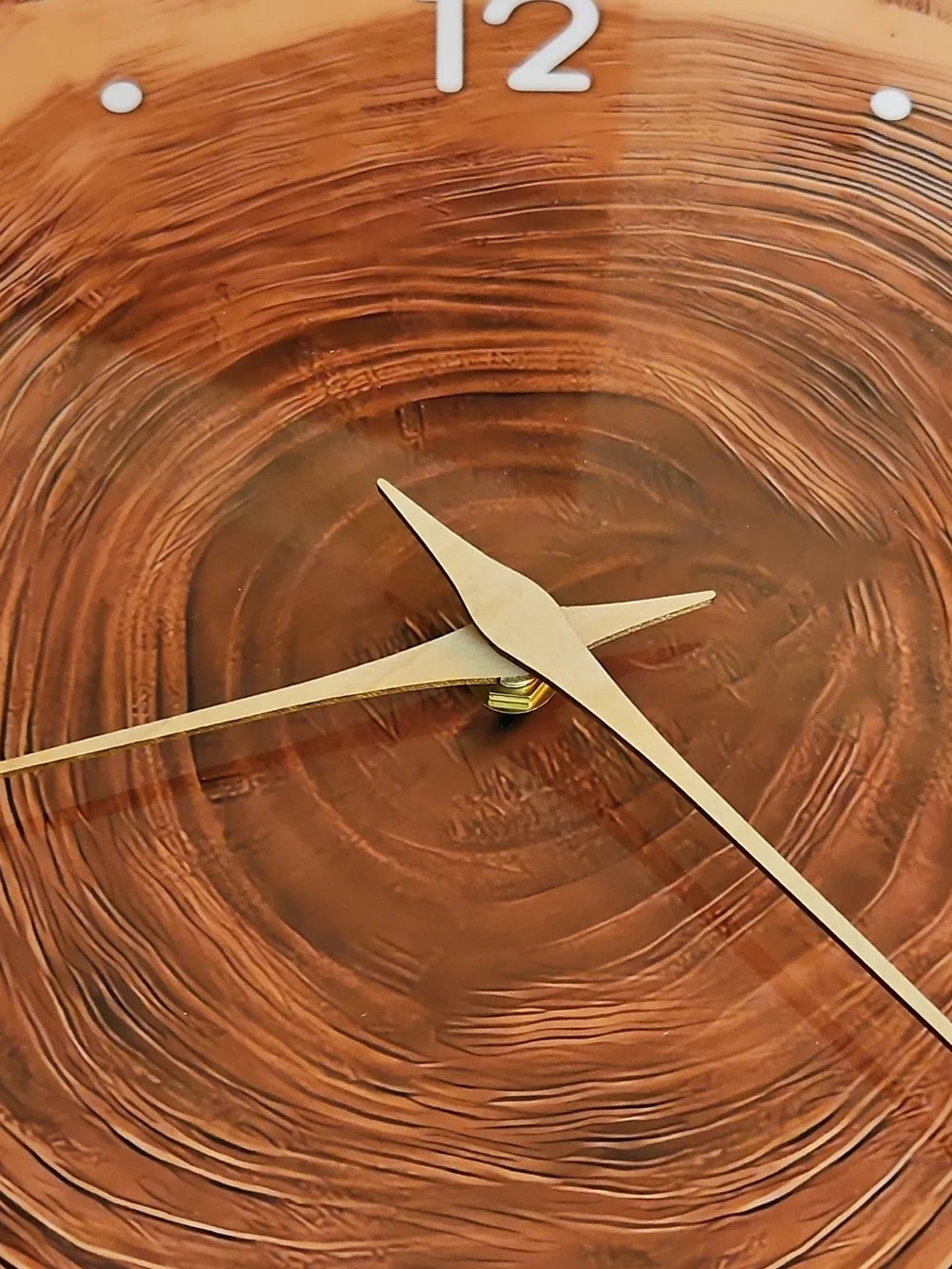 Modern Wood Grain Wall Clock with Gold Hands